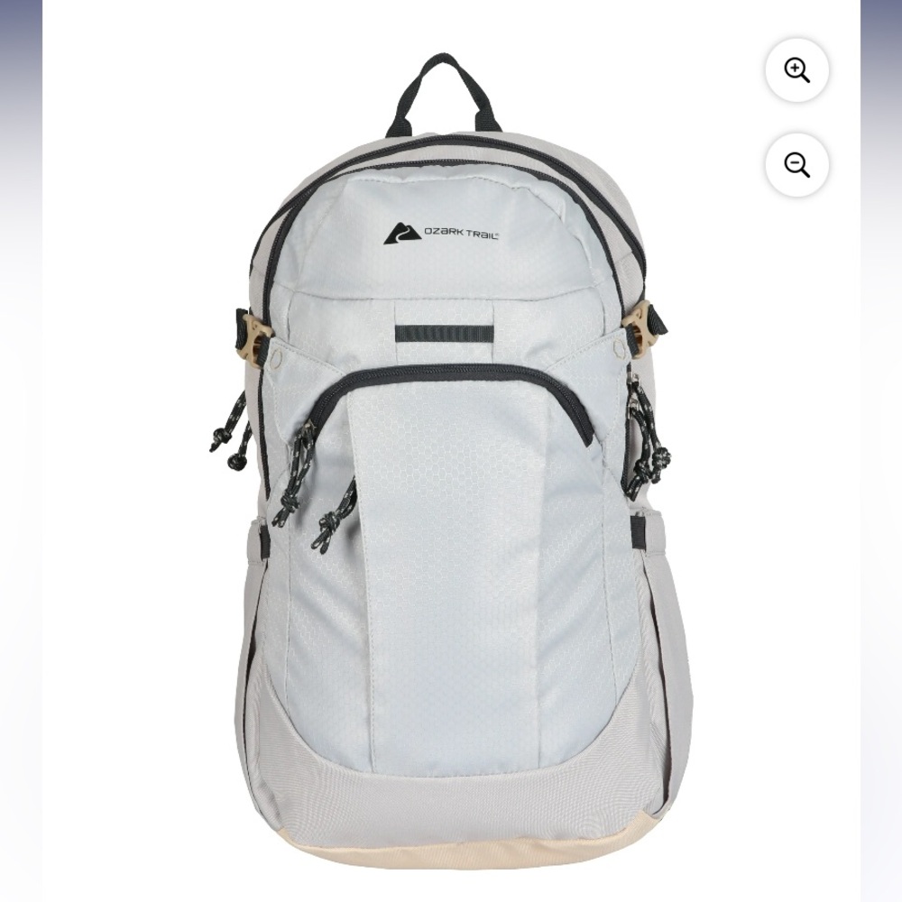 Ozark Trail 20 Liter Backpack, with Padded Laptop Sleeve, Light Gray Polyester